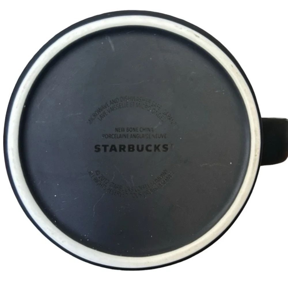 STARBUCKS Sumatra Tiger Mug Matte Black White Debossed Design Bone China 2012
